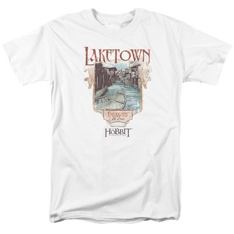 Hobbitlaketown Short Sleeve Adult 18-1 Tee- White - Medium