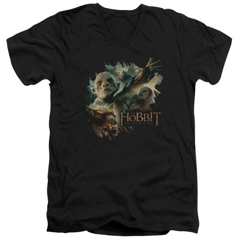 Hobbit-Baddies Short Sleeve Adult V-Neck 30-1 Tee- Black - Medium