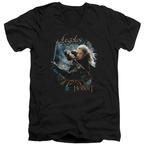Hobbit-Knives Short Sleeve Adult V-Neck 30-1 Tee- Black - Medium