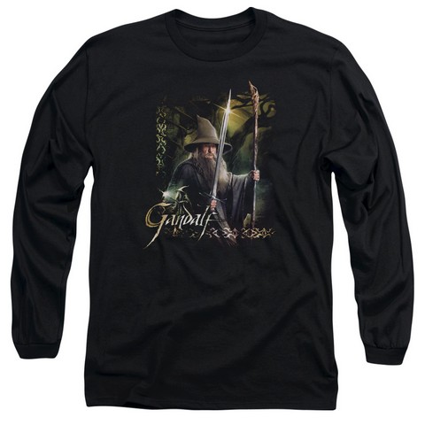 Hobbit-Sword And Staff Long Sleeve Adult 18-1 Tee- Black - Medium