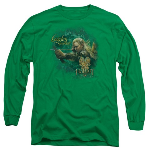 Hobbit-Greenleaf Long Sleeve Adult 18-1 Tee- Kelly Green - Medium