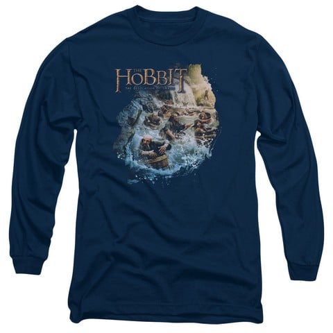 Hobbit-Barreling Down Long Sleeve Adult 18-1 Tee- Navy - Small