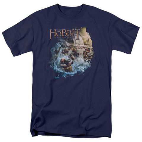 Hobbit-Barreling Down Short Sleeve Adult 18-1 Tee- Navy - 2X