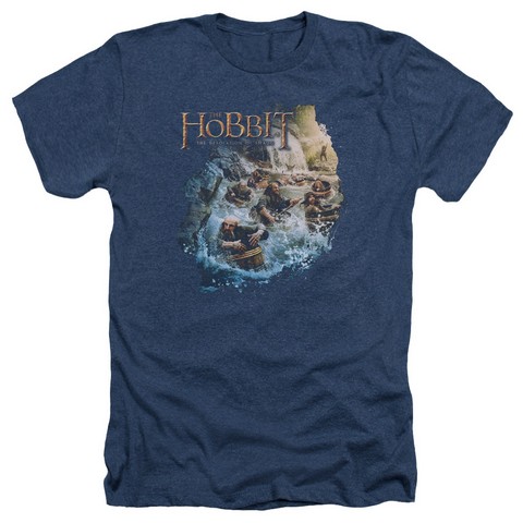 Hobbit-Barreling Down Adult Heather Tee - Navy - XL