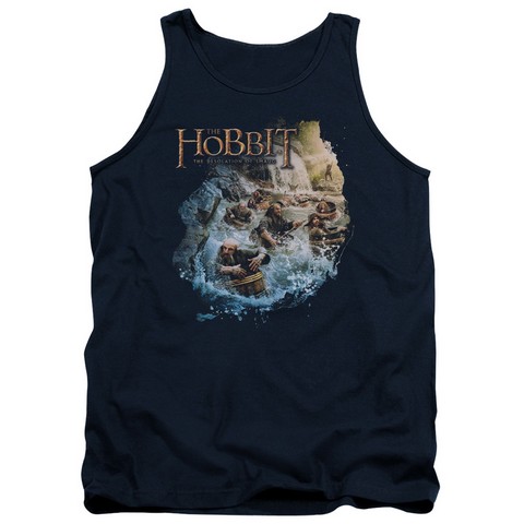 Hobbit-Barreling Down Adult Tank Top- Navy - Medium
