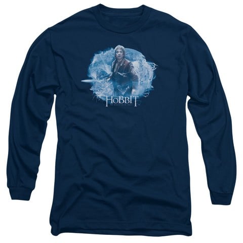Hobbit-Tangled Web Long Sleeve Adult 18-1 Tee- Navy - 2X