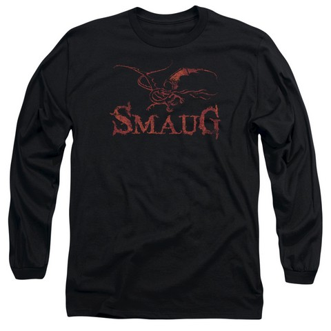 Hobbit-Dragon Long Sleeve Adult 18-1 Tee- Black - Medium