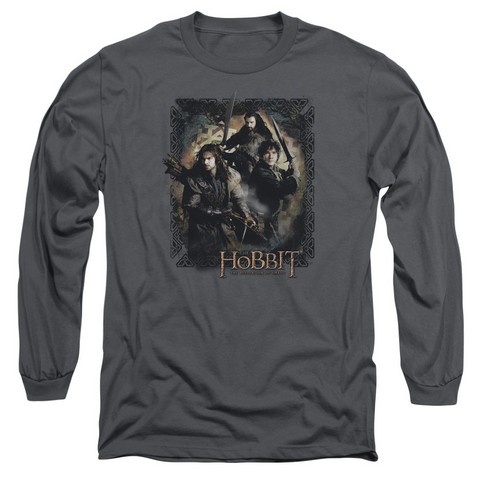 Hobbit-Weapons Drawn Long Sleeve Adult 18-1 Tee- Charcoal - Large