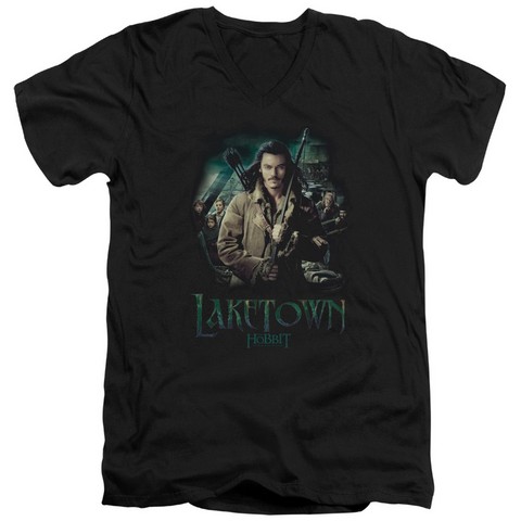 Hobbit-Protector Short Sleeve Adult V-Neck 30-1 Tee- Black - Medium