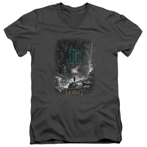 Hobbit-Second Thoughts Short Sleeve Adult V-Neck 30-1 Tee - Charcoal - Small