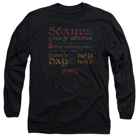 Hobbit-Keyhole Long Sleeve Adult 18-1 Tee- Black - Small