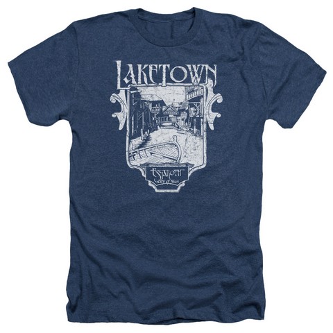 Hobbit-Laketown Simple Adult Heather Tee - Navy - 2X