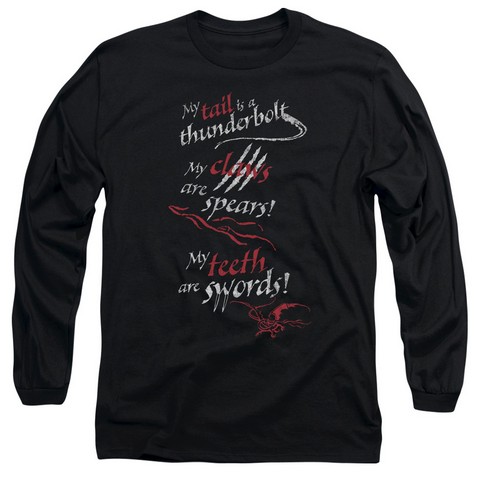 Hobbit-Tail Claws Teeth Long Sleeve Adult 18-1 Tee- Black - Large