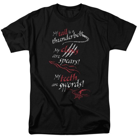 Hobbit-Tail Claws Teeth Short Sleeve Adult 18-1 Tee- Black - Small