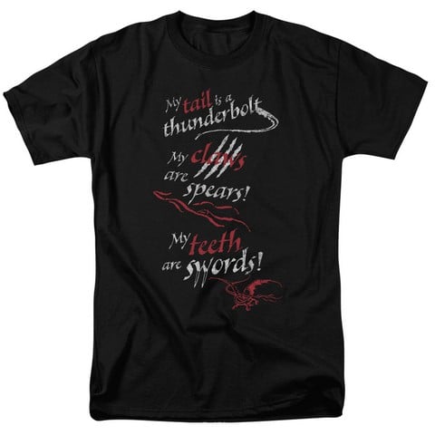 Hobbit-Tail Claws Teeth Short Sleeve Adult 18-1 Tee- Black - Large