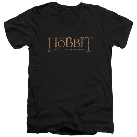 Hobbit-Logo Short Sleeve Adult V-Neck 30-1 Tee- Black - Large