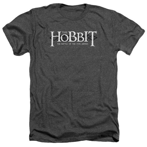 Hobbit-Ornate Logo Adult Heather Tee- Charcoal - XL
