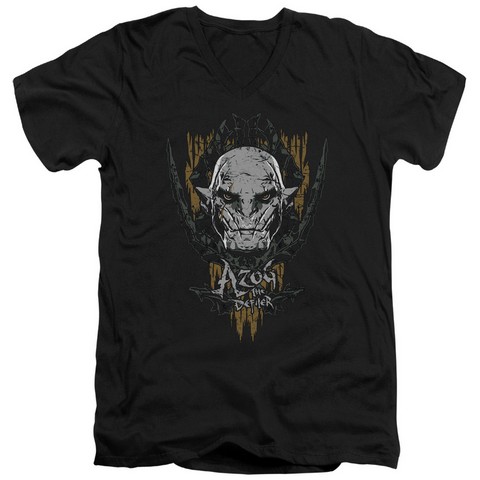Hobbit-Azog Short Sleeve Adult V-Neck 30-1 Tee- Black - Large