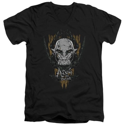 Hobbit-Azog Short Sleeve Adult V-Neck 30-1 Tee- Black - 2X
