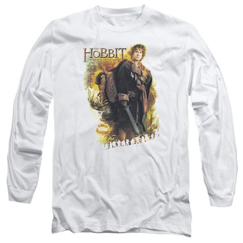 Hobbit-Bilbo Long Sleeve Adult 18-1 Tee- White - Small