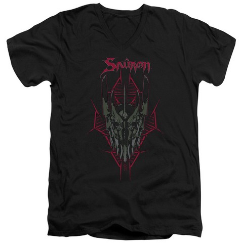 Hobbit-Evils Helm Short Sleeve Adult V-Neck 30-1 Tee- Black - Large