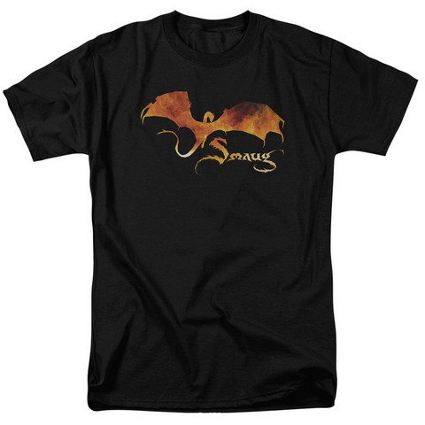 Hobbit-Smaug On Fire Short Sleeve Adult 18-1 Tee- Black - 2X
