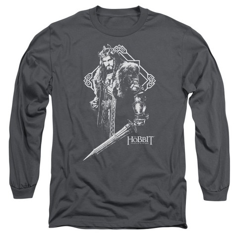 Hobbit-King Thorin Long Sleeve Adult 18-1 Tee- Charcoal - Medium