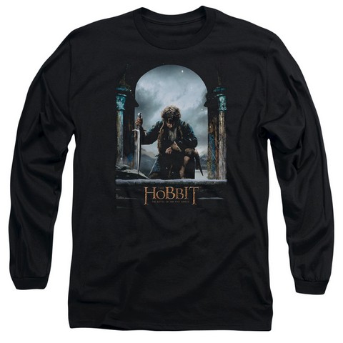 Hobbit-Bilbo Poster Long Sleeve Adult 18-1 Tee- Black - Medium