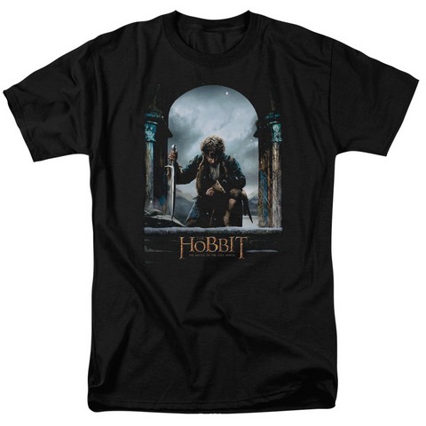 Hobbit-Bilbo Poster Short Sleeve Adult 18-1 Tee- Black - Medium