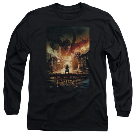 Hobbit-Smaug Poster Long Sleeve Adult 18-1 Tee - Black - Medium
