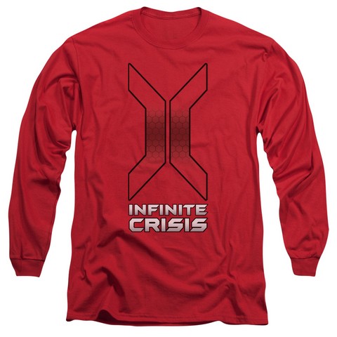 Infinite Crisis-Title Long Sleeve Adult 18-1 Tee- Red - Medium