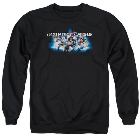 Infinite Crisis-Ic Blue Adult Crew Sweat Tee- Black - Medium