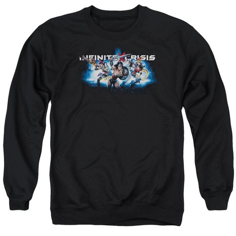 Infinite Crisis-Ic Blue Adult Crew Sweat Tee- Black - 2X