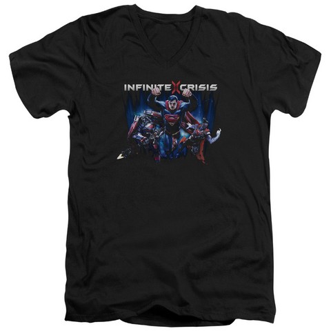 Infinite Crisis-Ic Super Short Sleeve Adult V-Neck 30-1 Tee- Black - Medium