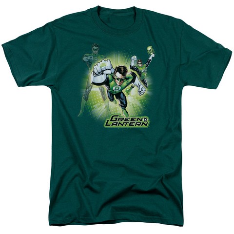 Jla-Lantern Burst Short Sleeve Adult 18-1 Tee- Hunter Green - 2X