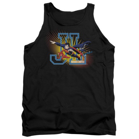 Jla-Heroes United Adult Tank Top- Black - Medium