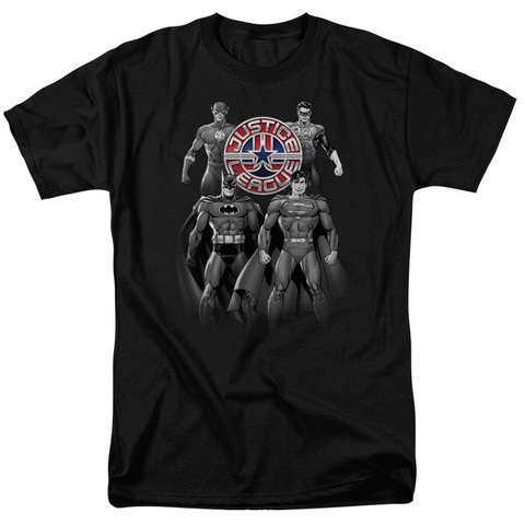 Jla-Shades Of Gray Short Sleeve Adult 18-1 Tee- Black - Medium
