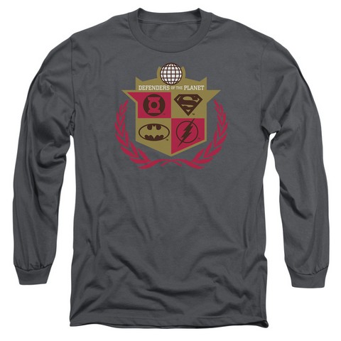 Jla-Defenders Long Sleeve Adult 18-1 Tee- Charcoal - Medium
