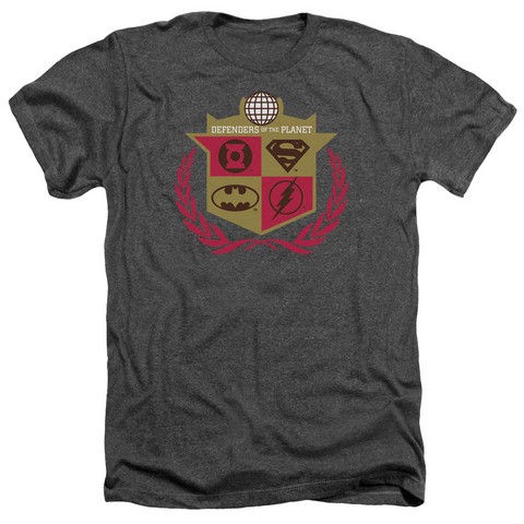 Jla-Defenders Adult Heather Tee- Charcoal - Small