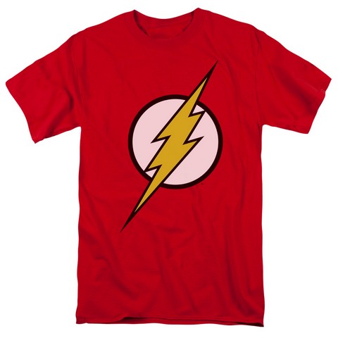 Jla-Flash Logo Short Sleeve Adult 18-1 Tee, Red - XL