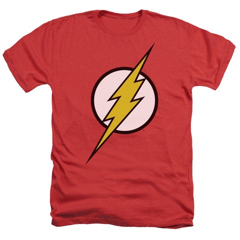 Jla-Flash Logo Adult Heather Tee, Red - XL