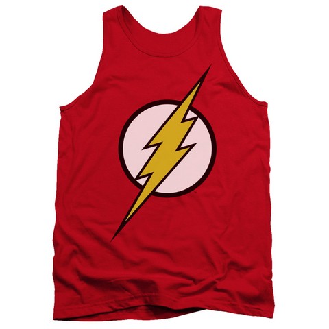 Jla-Flash Logo Adult Tank Top- Red - Medium