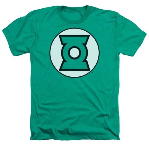 Jla-Green Lantern Logo Adult Heather Tee- Kelly Green - Medium