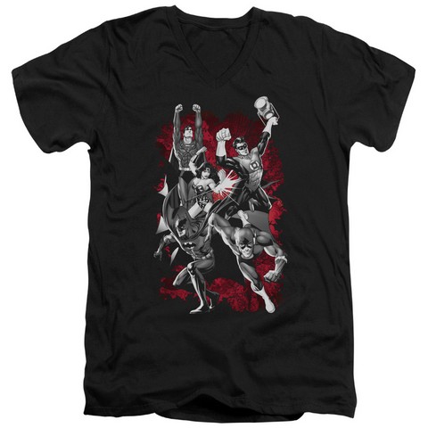 Jla-Jla Explosion Short Sleeve Adult V-Neck 30-1 Tee- Black - Medium