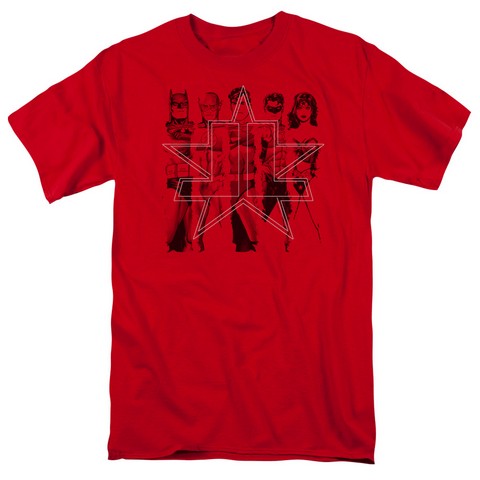 Jla-Five Stars Short Sleeve Adult 18-1 Tee- Red - Large