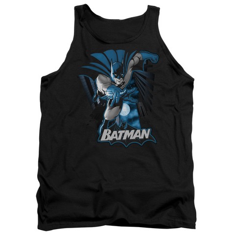 Jla-Batman Blue & Gray Adult Tank Top- Black - Small