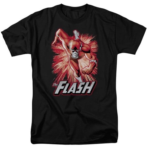 Jla-Flash Red & Gray Short Sleeve Adult 18-1 Tee- Black - Small