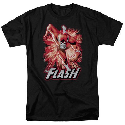JLA-Flash Red & Gray Short Sleeve Adult 18-1 Tee - Black - 2X