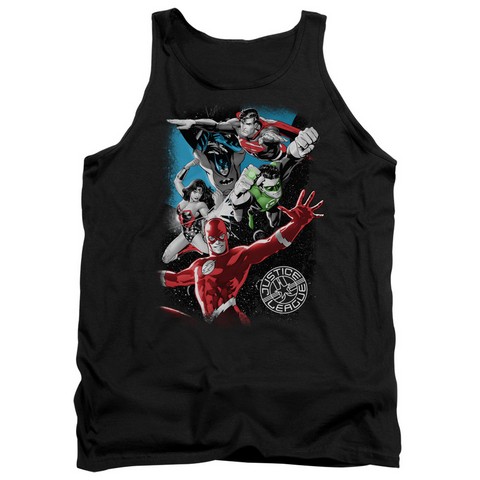 Jla-Galactic Attack Adult Tank Top- Black - Large