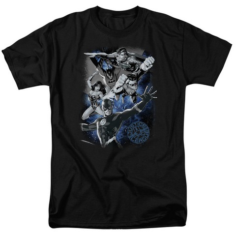 Jla-Galactic Attack Nebula Short Sleeve Adult 18-1 Tee- Black - 2X